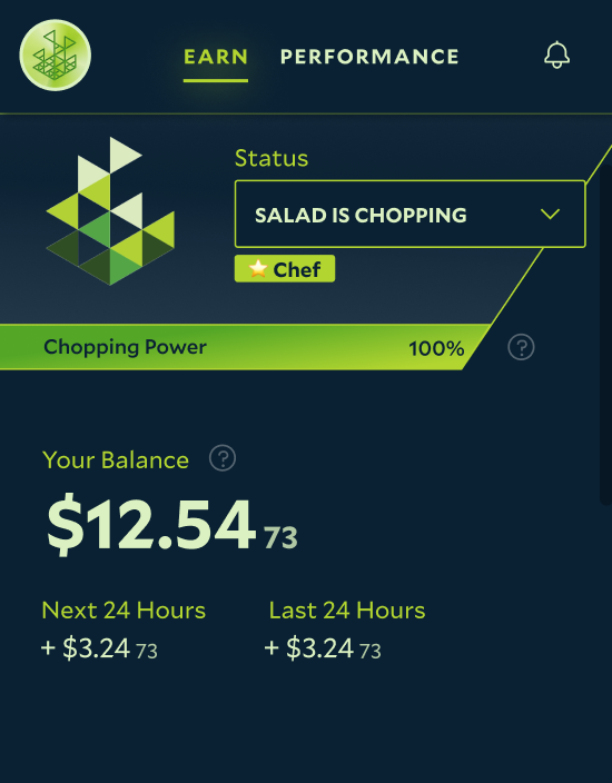 screenshot showing the Star Chef badge in the Salad app