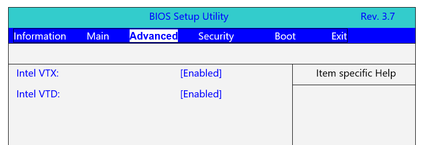 Screenshot of BIOS