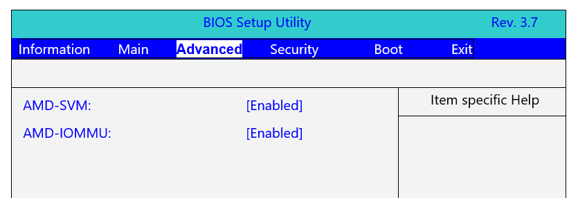 Screenshot of BIOS