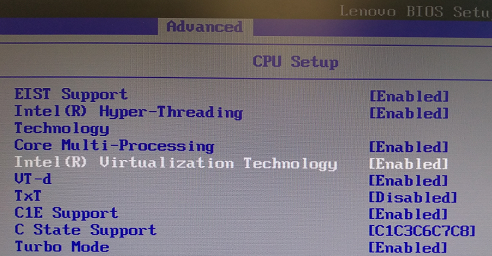 Screenshot of BIOS