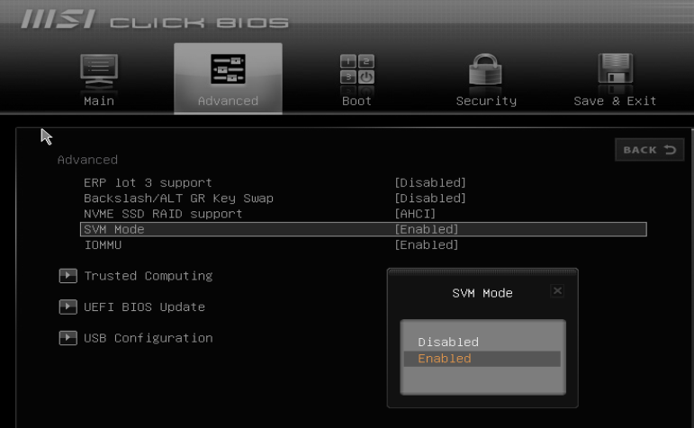 Screenshot of BIOS
