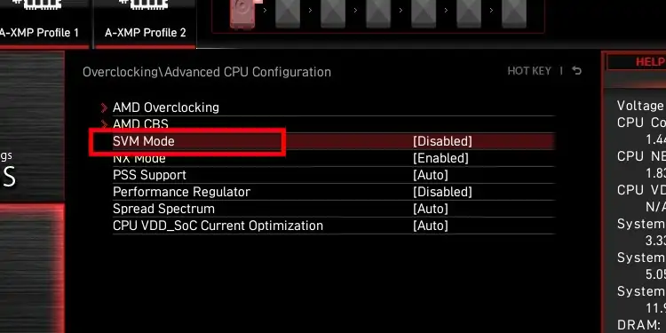 Screenshot of BIOS