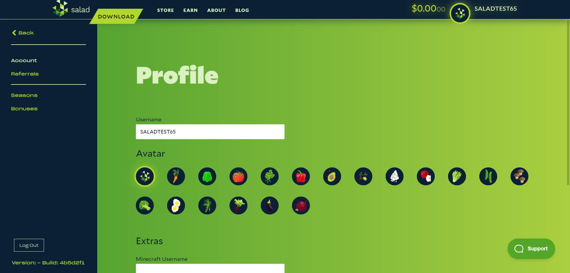 Screenshot of Salad web app
