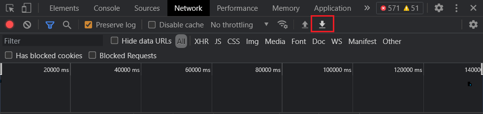 export HAR button