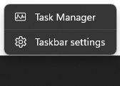 Buttons to open Task Manger