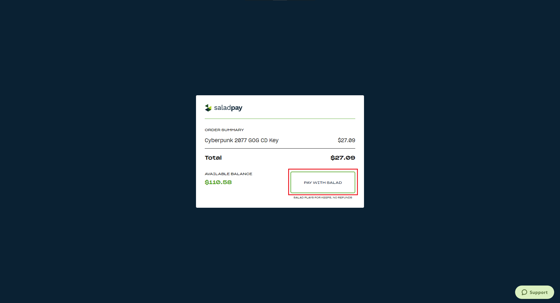 checkout page