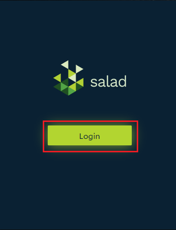 Finding the login button on the Salad app
