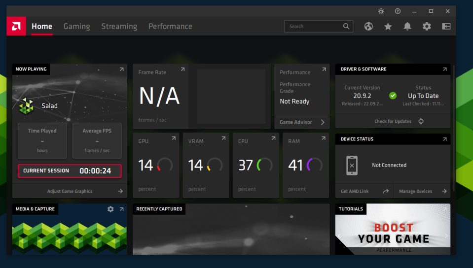 Screenshot of AMD driver app