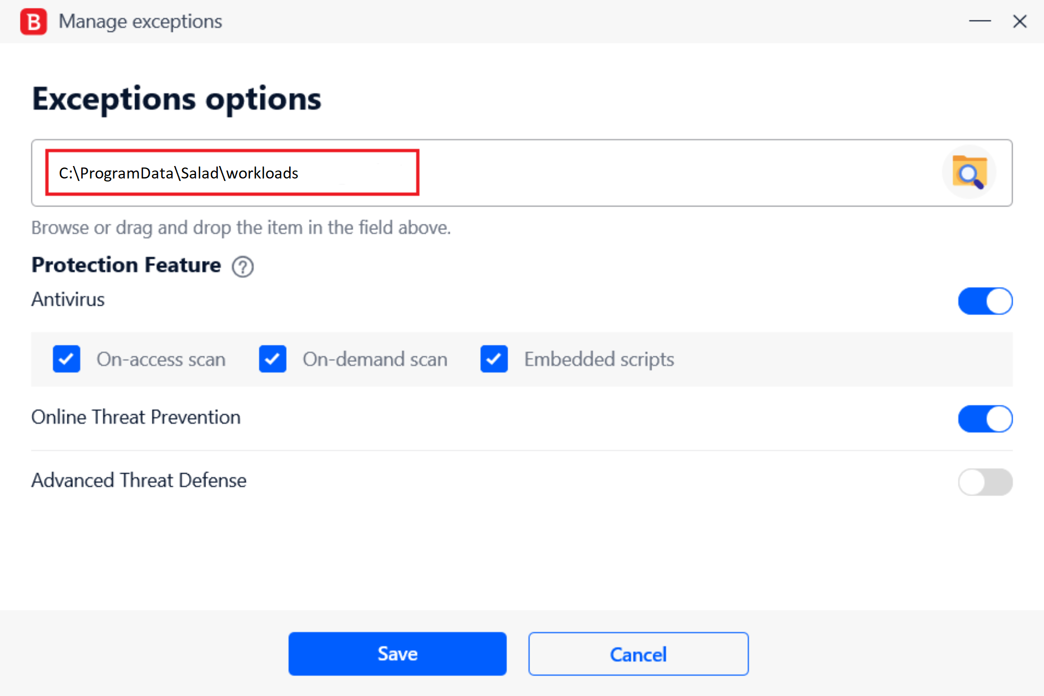adding salad file path