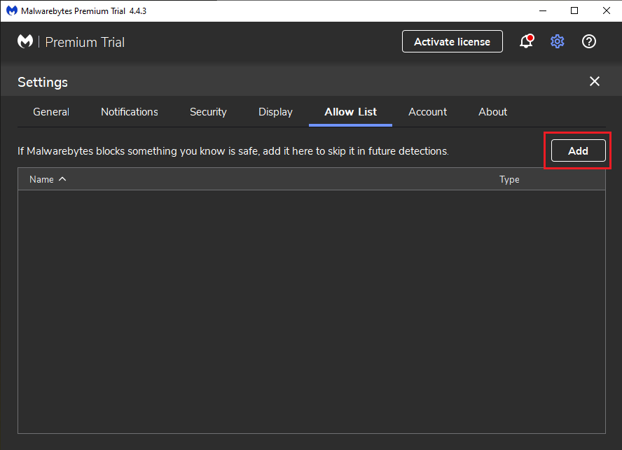 malwarebytes add exclusion