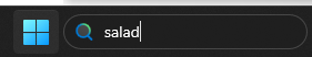 Windows search bar searching for Salad